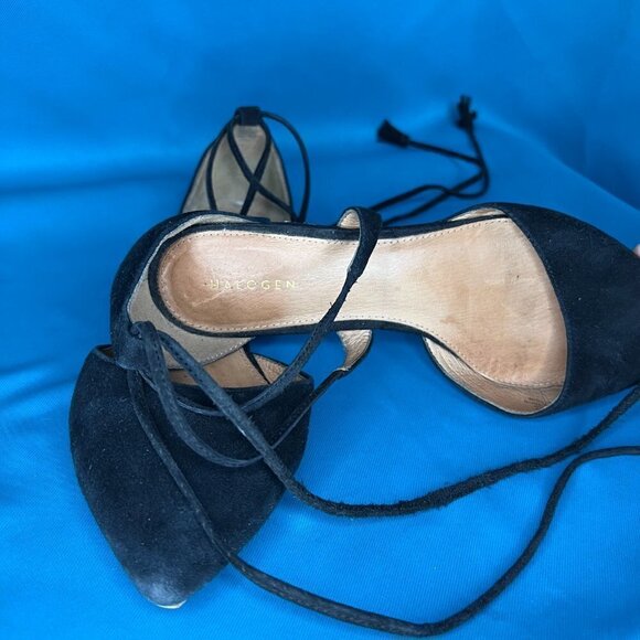 HALOGEN "Oliver" Black Flats with Ankle Ties - Picture 7 of 7